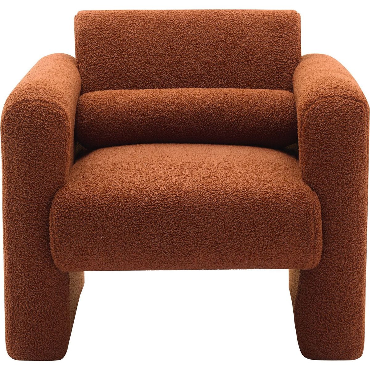Modern Accent Chair Lambskin Sherpa Fabric Upholstered Comfy Reading Arm Chair Soft Padded Armchair with Back and Pillow for Living Room Bedroom Reception Waiting Room Office,Burnt Orange
