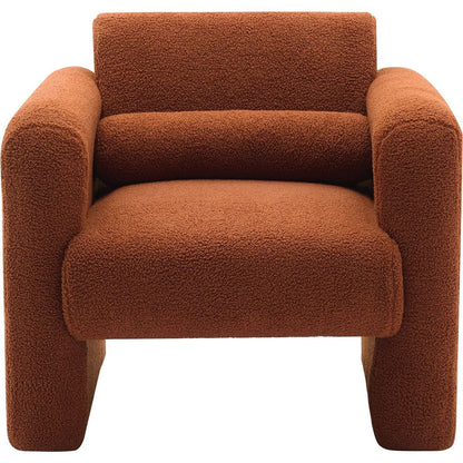 Modern Accent Chair Lambskin Sherpa Fabric Upholstered Comfy Reading Arm Chair Soft Padded Armchair with Back and Pillow for Living Room Bedroom Reception Waiting Room Office,Burnt Orange