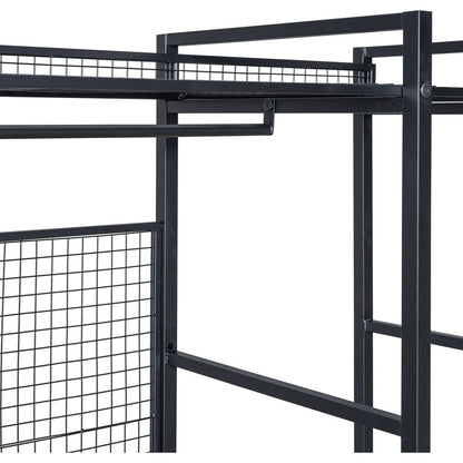Open-Style Wardrobe with Hanging Rails, Shelves and Drawers, Black