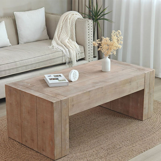 Natural Wood Living Room Table Versatile Tea Table, Rustic Wood Coffee Table