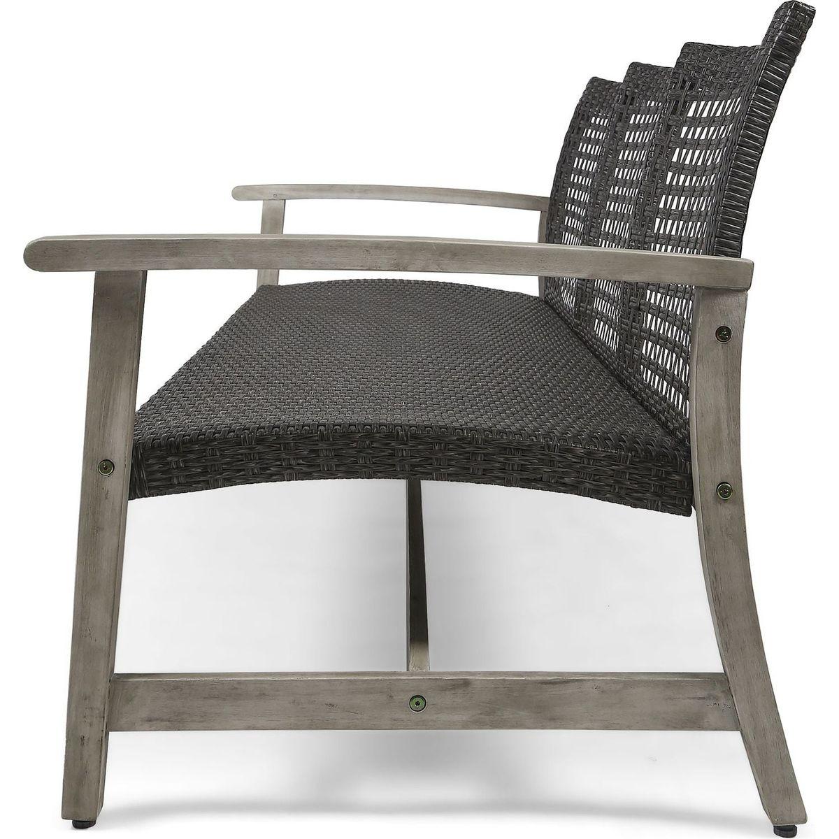 HAMPTON WOOD + WICKER 3 SEATER