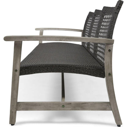 HAMPTON WOOD + WICKER 3 SEATER