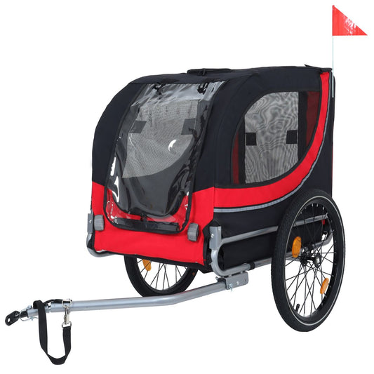 Large Folding Bike Trailer for Dogs – 120LB Capacity All-Terrain Pet Carrier, Durable Steel Frame for Cycling, Jogging, Camping & Outdoor Adventures, Black- Red