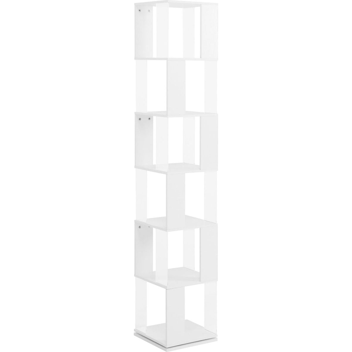 6 tier Rotating Bookshelf, Floor Rack Simple Bookcase with Acrylic plate Student Multi-Function Creative Bookshelf for Living Room