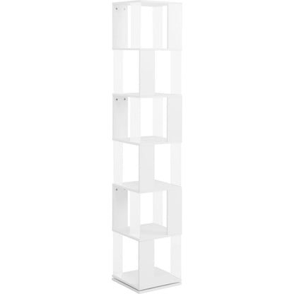 6 tier Rotating Bookshelf, Floor Rack Simple Bookcase with Acrylic plate Student Multi-Function Creative Bookshelf for Living Room