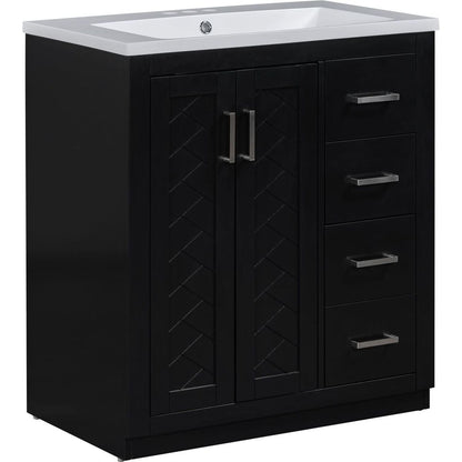 30" Bathroom Vanity with Resin Sink Combo,Solid Wood Frame Bathroom Storage Cabinet, Freestanding Vanity Set with 3 Drawers& Soft Closing Doors