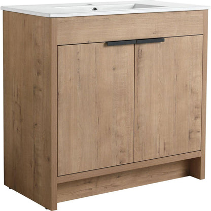 36" Freestanding Bathroom Vanity with White Ceramic Sink & 2 Soft-Close Cabinet Doors ((KD-PACKING),BVB02436IMO-F-