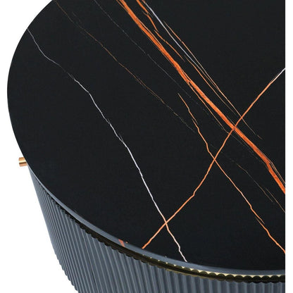 Modern Round Coffee Table with 2 large Drawers Storage Accent Table(31.5")