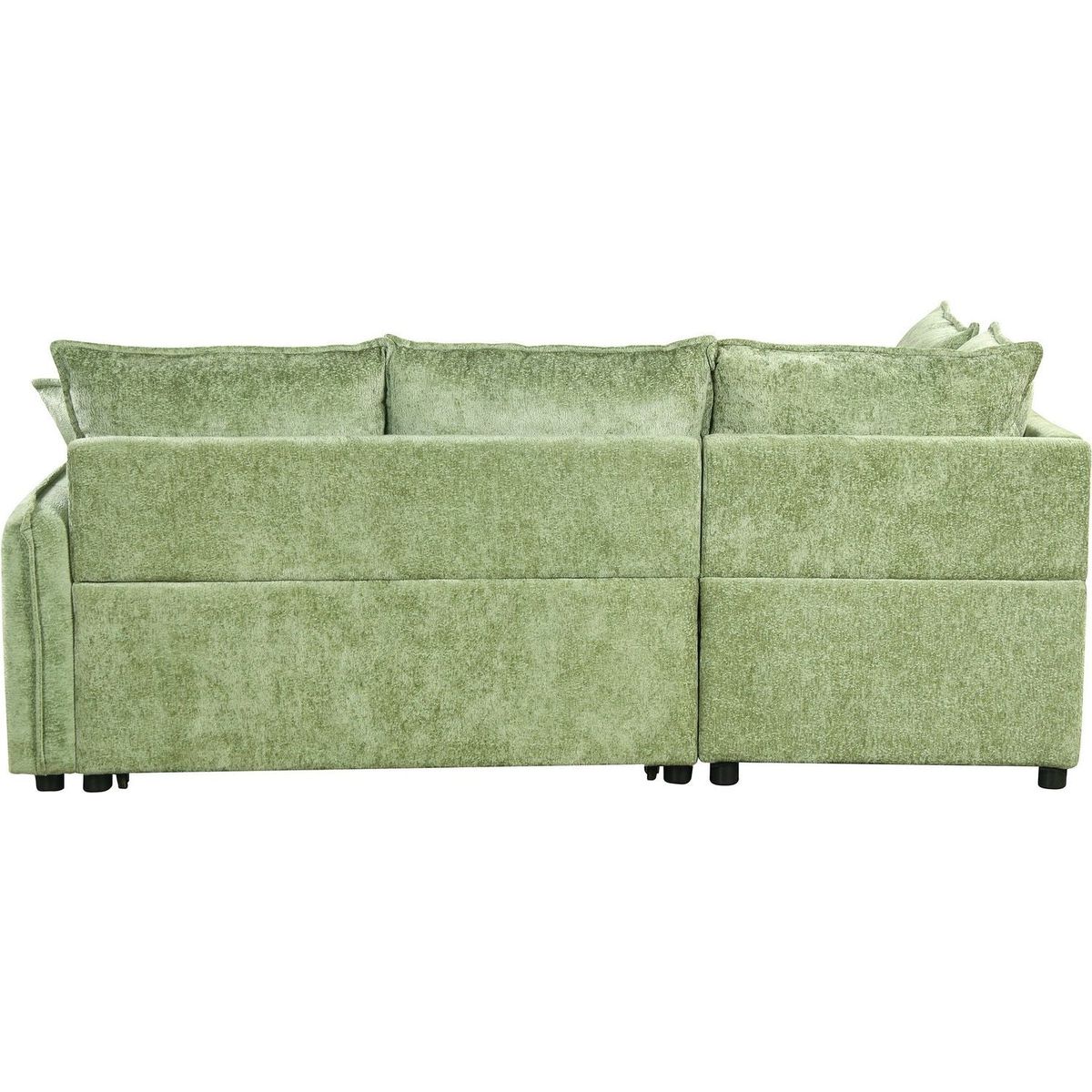 82.67"Convertible Sofa Bed Sectional Sofa Sleeper L-shaped Sofa with a Storage Ottoman,Two Pillows, Two Power Sockets and Two USB Ports for Living Room, Green