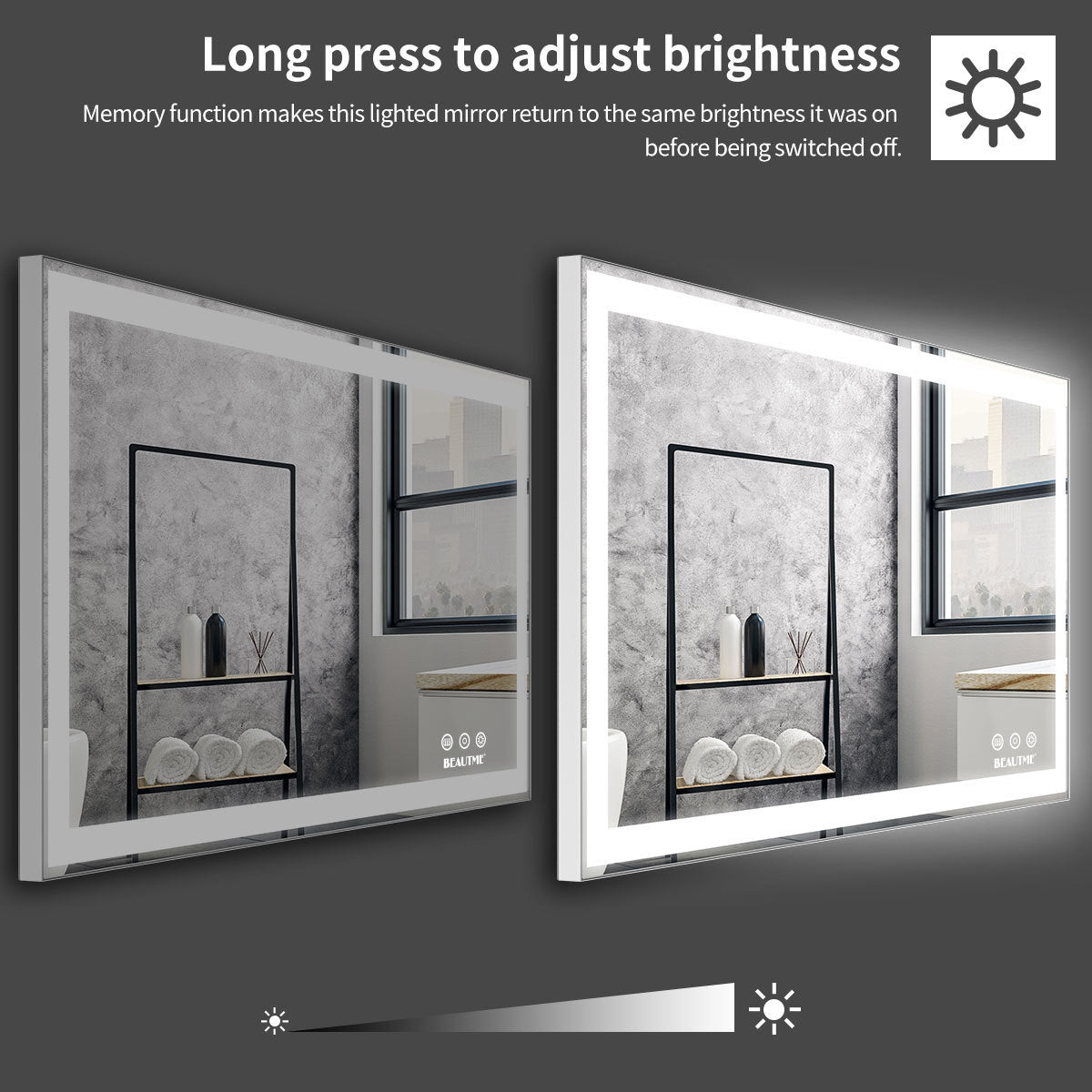 48x24 inch LED Bathroom Vanity Mirror Wall Mounted Adjustable White/Warm/Natural Lights Anti-Fog Touch Switch with Memory Modern Smart Large Bathroom Mirrors