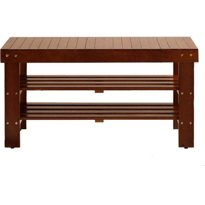 Pina Quality Solid Wood Shoe Bench, Cherry Finish