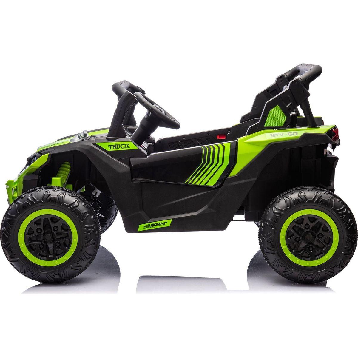 24V Two-Seater Kids Ride On UTV W/Parents Remote Control,Four-Wheel Suspension,Slow Start,Large wheel design,Anti-collision bar,Storage space,Music,USB,Bluetooth,Volume control,LED lights for Kids 3+.
