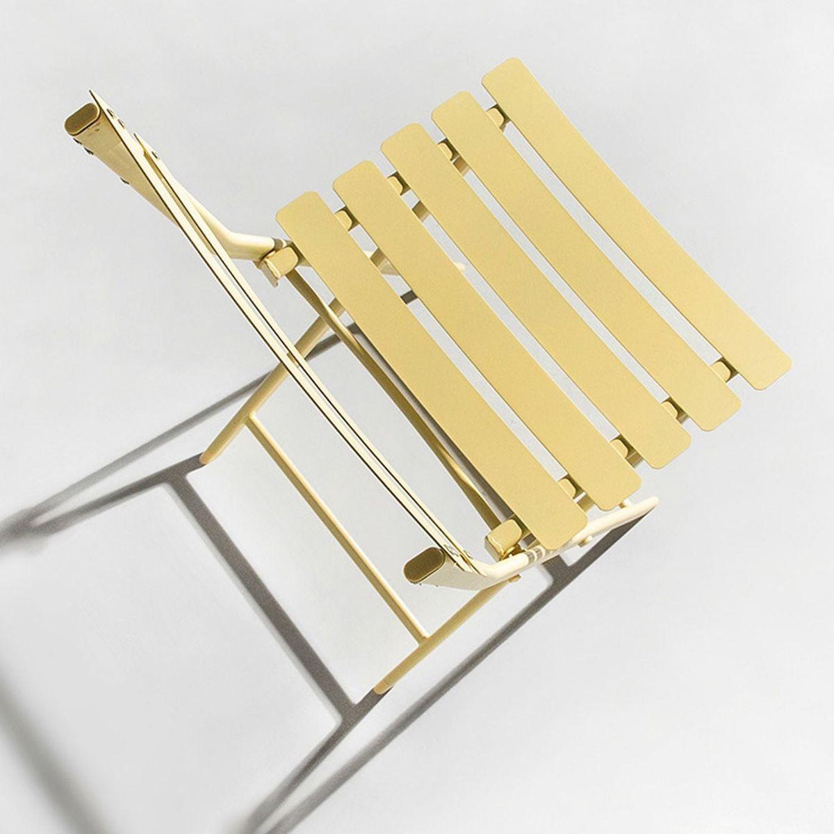 3 Piece Patio Bistro Set of Foldable Square Table and Chairs, Yellow