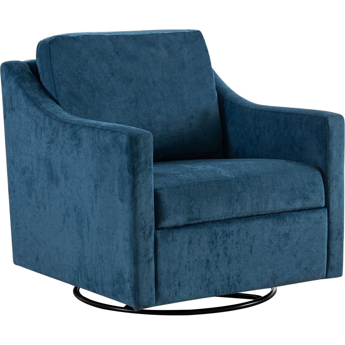 Large swivel chair, upholstered armchair, modern chair, skin-friendly gradient color linen fabric, comfortable to sit. Suitable for reception living room, Navy Blue