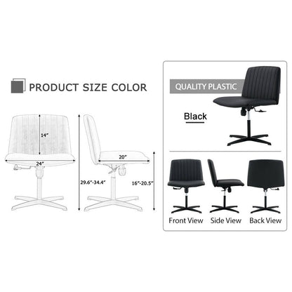 Black High Grade Pu Material. Home Computer Chair Office Chair Adjustable 360 Swivel Cushion Chair With Black Foot Swivel Chair Makeup Chair Study Desk Chair. No Wheels