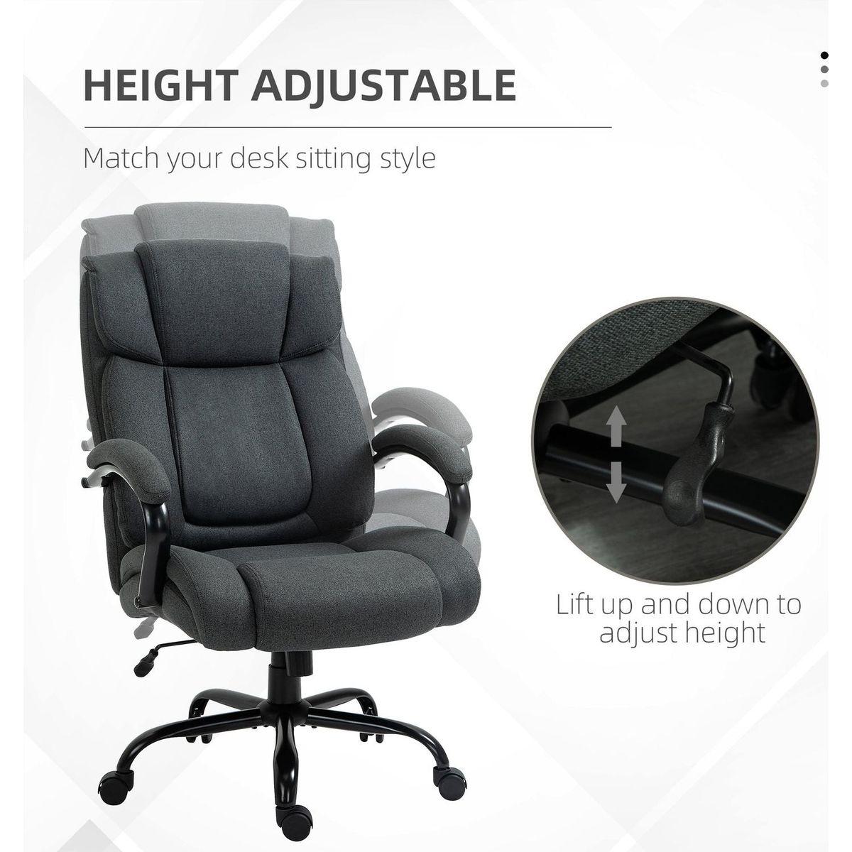 Vinsetto High Back Big and Tall Executive Office Chair 484lbs with Wide Seat, Computer Desk Chair with Linen Fabric, Adjustable Height, Swivel Wheels, Charcoal Grey