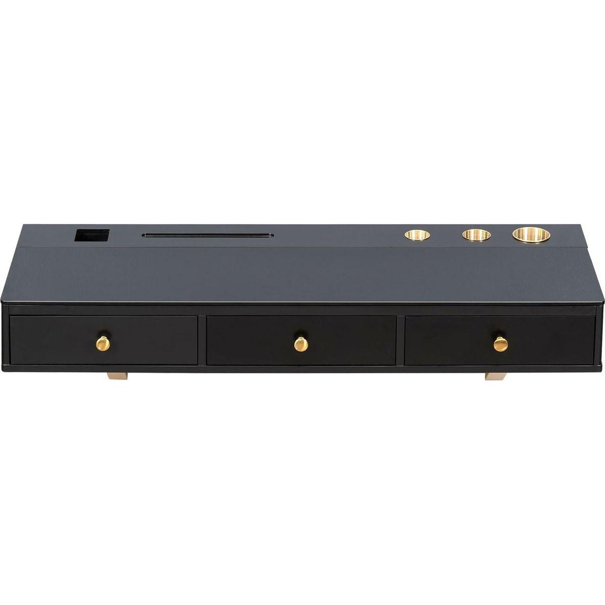 47" Floating Shelf with Drawer, Multi-Purpose Wall-Mounted Vanity Table, Mounted Desk, Floating Table for Bedroom, Bathroom, Hairdressers, Black and Golden