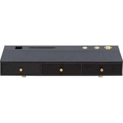 47" Floating Shelf with Drawer, Multi-Purpose Wall-Mounted Vanity Table, Mounted Desk, Floating Table for Bedroom, Bathroom, Hairdressers, Black and Golden