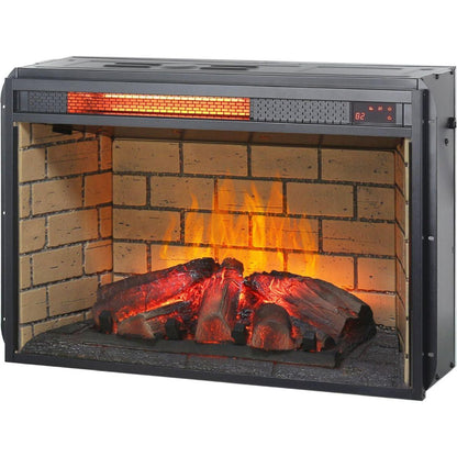 26 inch infrared quartz heater fireplace insert -woodlog version with brick