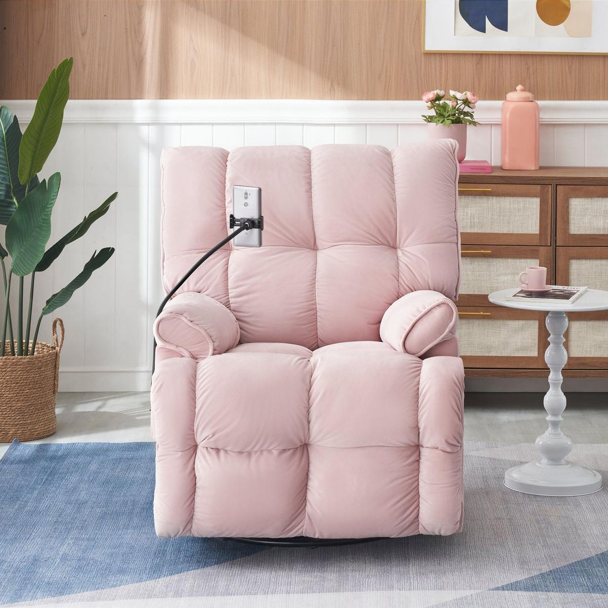 Single chair pink comfortable seat, the seat is soft and comfortable, suitable for small living room space single sofa