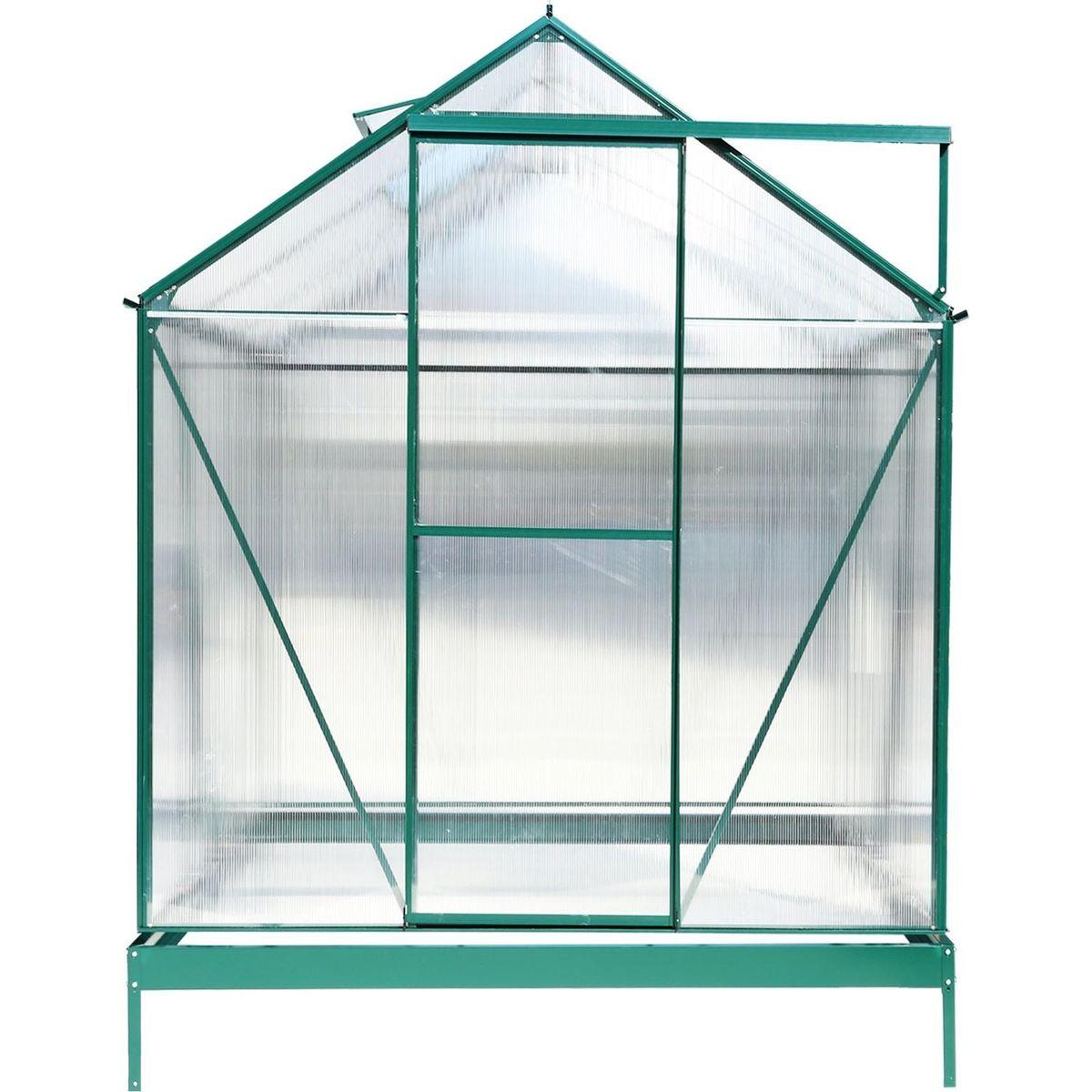 6.3'x6.2'x7' Polycarbonate Greenhouse, Heavy Duty Outdoor Aluminum Walk-in Green House Kit with Rain Gutter, Vent and Door for Backyard Garden, color green