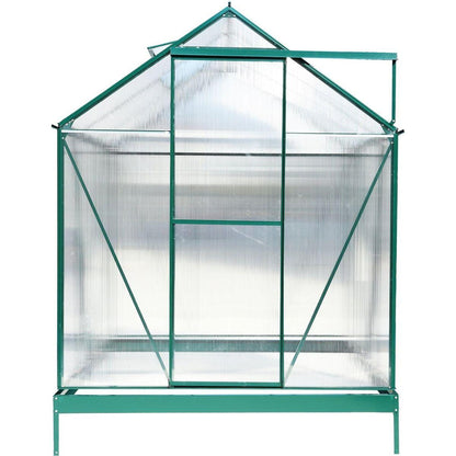 6.3'x6.2'x7' Polycarbonate Greenhouse, Heavy Duty Outdoor Aluminum Walk-in Green House Kit with Rain Gutter, Vent and Door for Backyard Garden, color green
