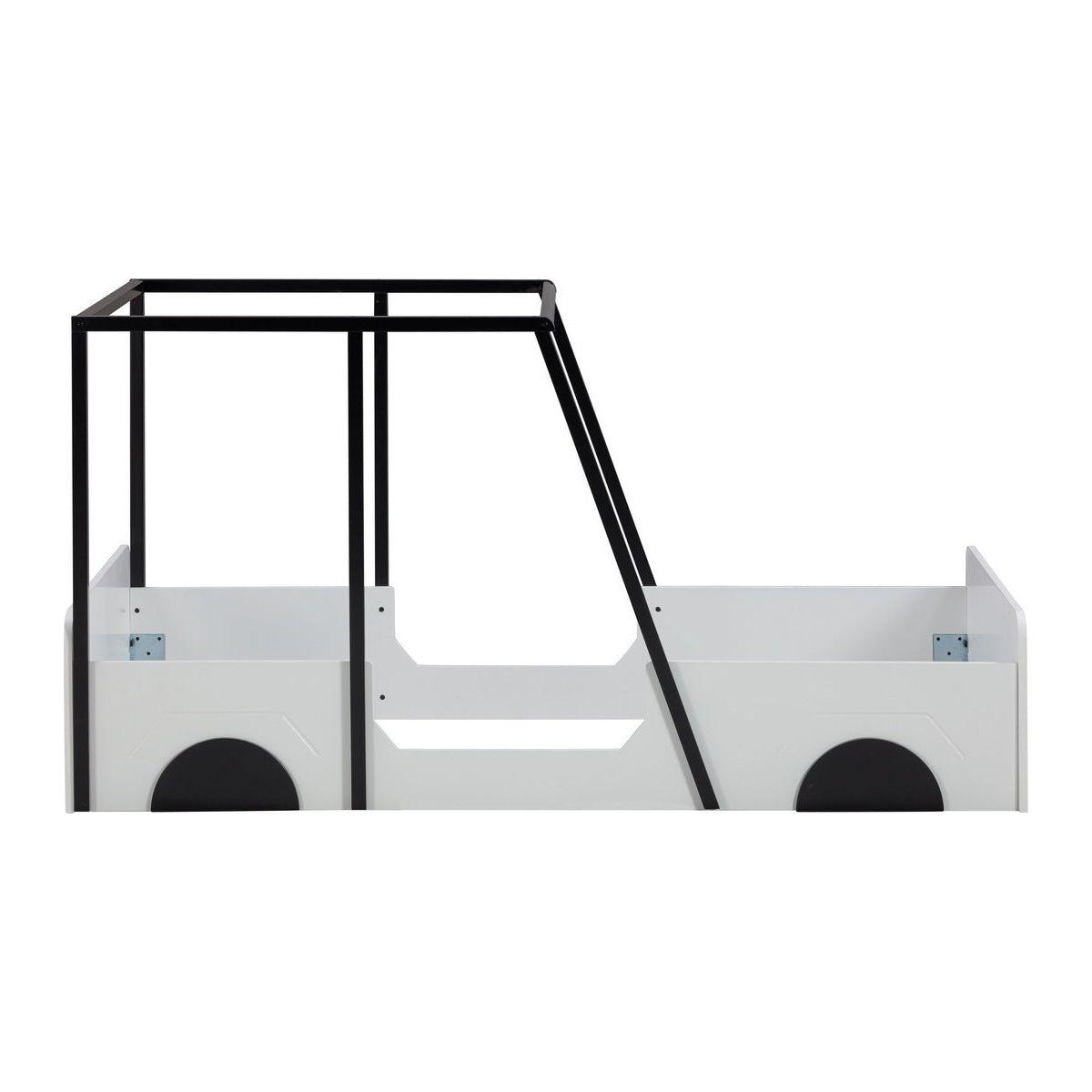 Twin Size Car-shaped Bed with Roof,Wooden Twin Floor Bed with wheels and door Design,Montessori Inspired Bedroom,Black