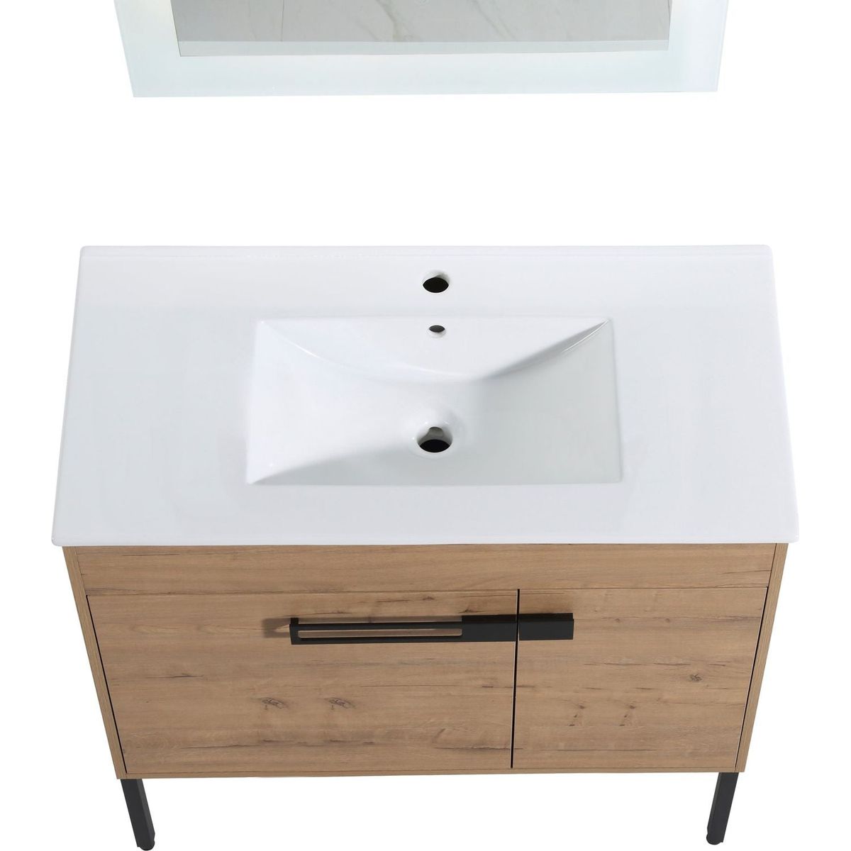 36 Inch Bathroom Vanity With Sink, Freestanding Bathroom Vanity or Floating is Optional Conversion 36x18-00336IMO-1-F-BL9090B(KD-Packing)