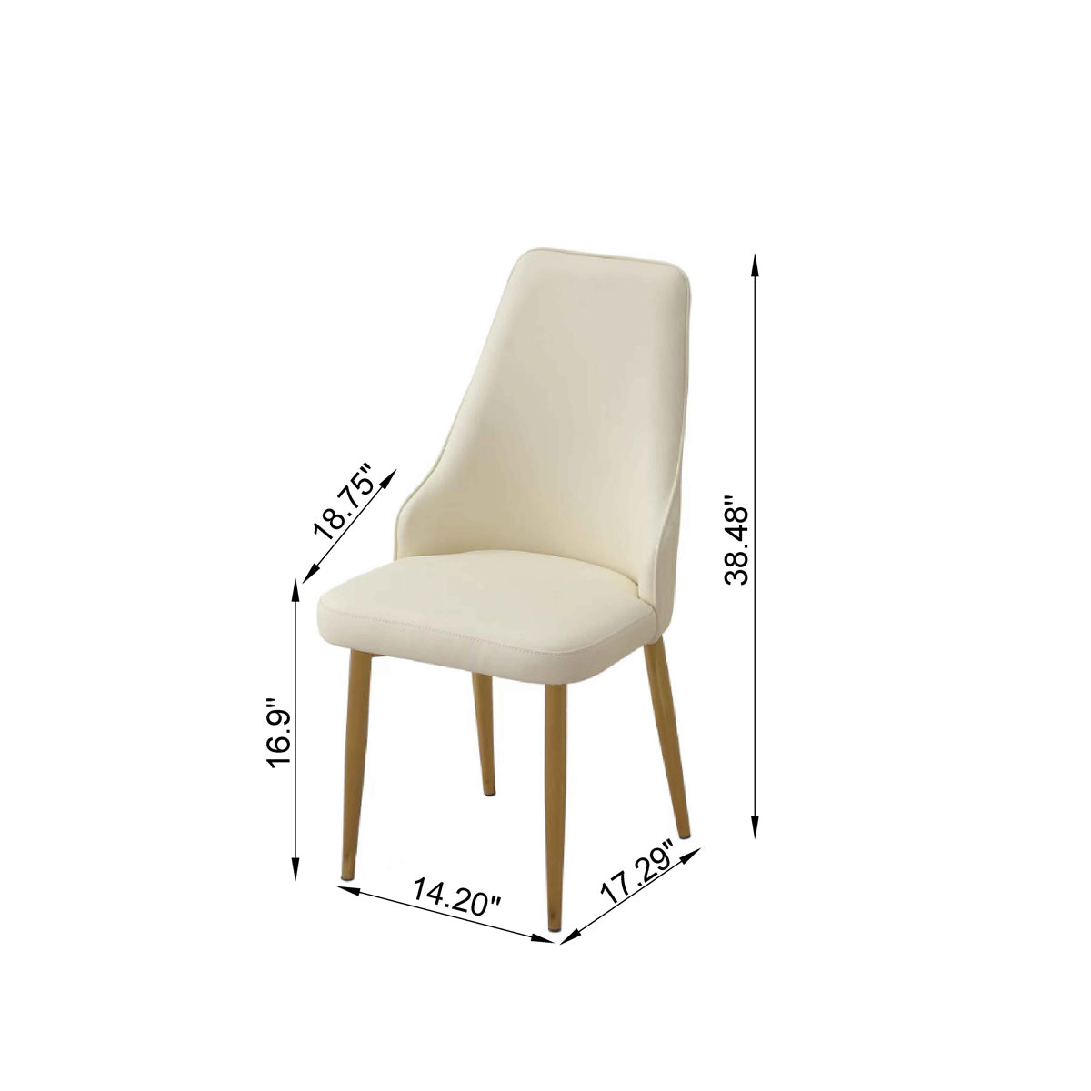 Dining Chair with PU Leather White strong metal legs (Set of 2) - Streamdale Furniture