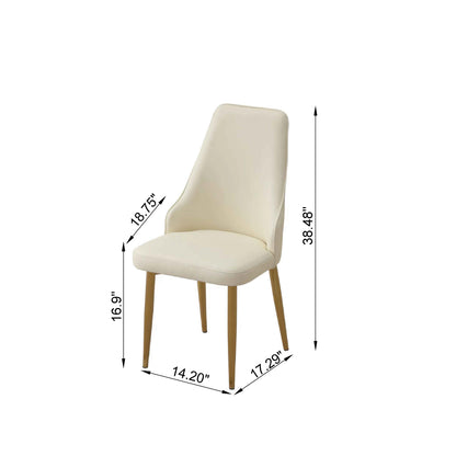 Dining Chair with PU Leather White strong metal legs (Set of 2) - Streamdale Furniture