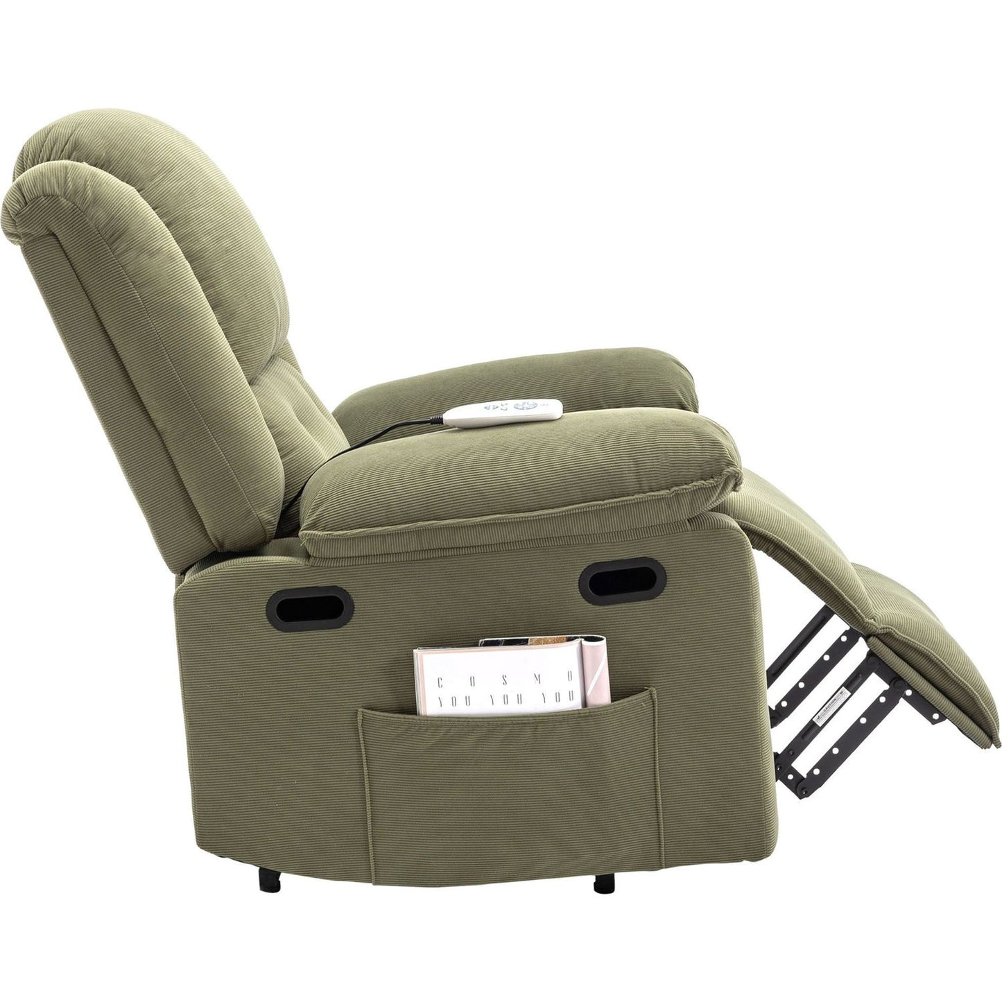 Massage Recliner,Power Lift Chair for Elderly with Adjustable Massage and Heating Function,Recliner Chair with Infinite Position and Side Pocket for Living Room, Green