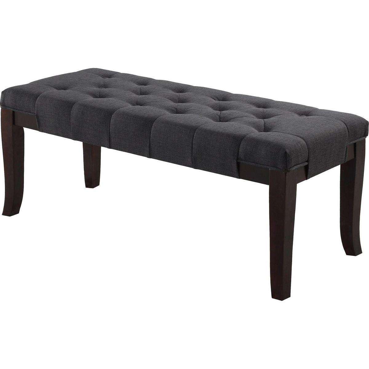 Linon Tufted Bench, Fabric, Gray