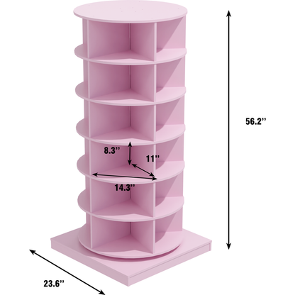 Pink 360 Rotating shoe cabinet 6 layers