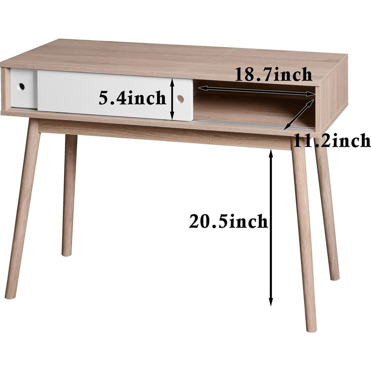 Entryway Table with 2 White Sliding Doors, Console Table with Storage Space and Wood Legs,Sofa Table Behind Couch for Hallway, Living Room, Natural Color