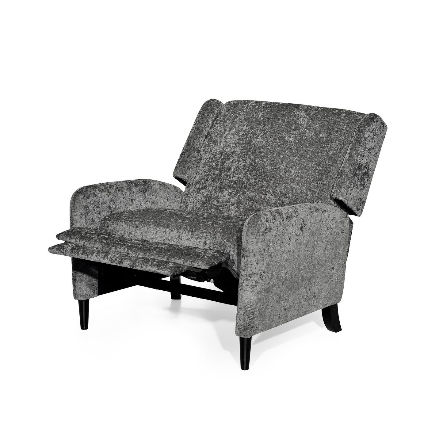 Oversized Textured Fabric Pushback Recliner, Gray and Dark Brown