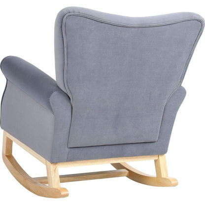 Modern Rocking Chair, Upholstered Accent Chair for Nursery, Playroom, Bedroom and Living Room, Small Contemporary Rocker, Kids Cushioned Arm Chair, Grey