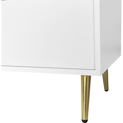 Seven Drawers Large Chest of Drawer Cabinet with Golden Handle and Golden Legs White Color