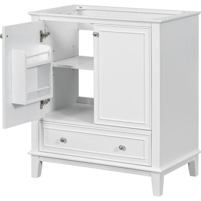 30" Bathroom Vanity without Sink, Base Only, Multi-functional Bathroom Cabinet with Doors and Drawer, Solid Frame and MDF Board, White