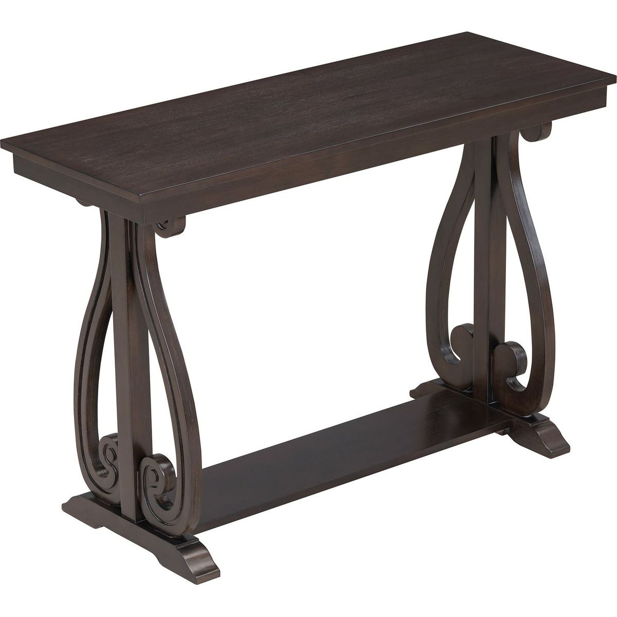 48-Inch Rustic Vintage Console Table --- Farmhouse Style Entryway Table with Open Shelf and Sturdy Construction for Entryway and Living Room (Espresso)