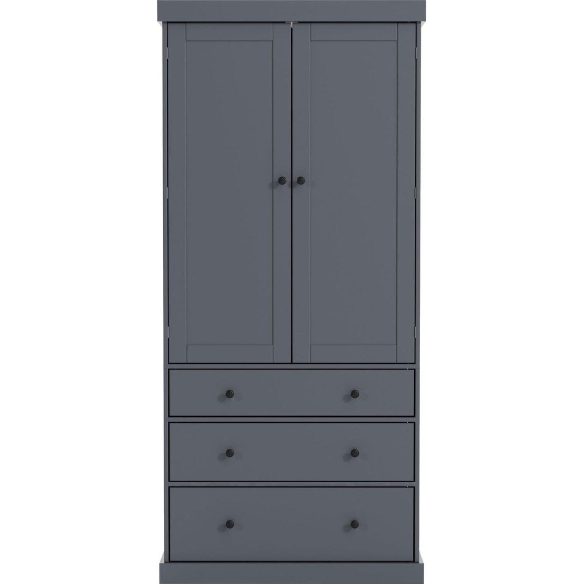 [Assembly Video Provided]77inch Farmhouse Kitchen Pantry, Freestanding Tall Cupboard Storage Cabinet with 3 Adjustable Shelves, 8 Door Shelves, 3 Drawers for Kitchen, Dining Room, Gray