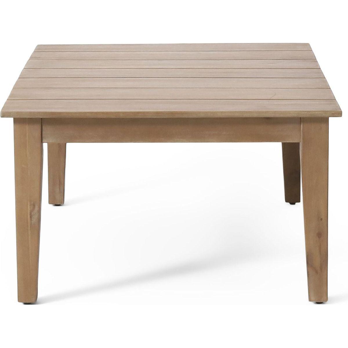 Acacia Wood Outdoor Coffee Table, Light Brown, 14" H X 23.5" W X 39.5" L