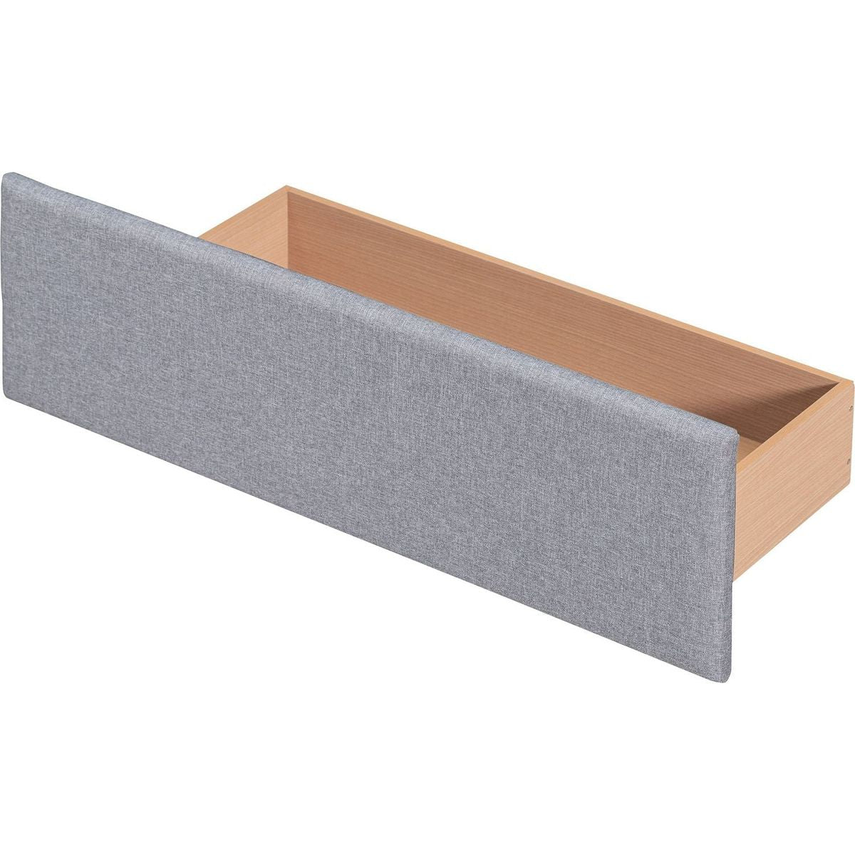 Upholstered Platform Bed with Classic Headboard and 4 Drawers, No Box Spring Needed, Linen Fabric, Queen Size Light Gray