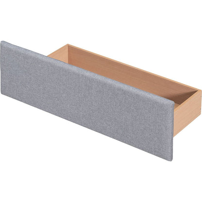 Upholstered Platform Bed with Classic Headboard and 4 Drawers, No Box Spring Needed, Linen Fabric, Queen Size Light Gray