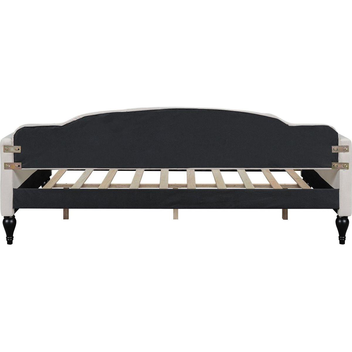 Full Size Upholstered Tufted Daybed, Beige