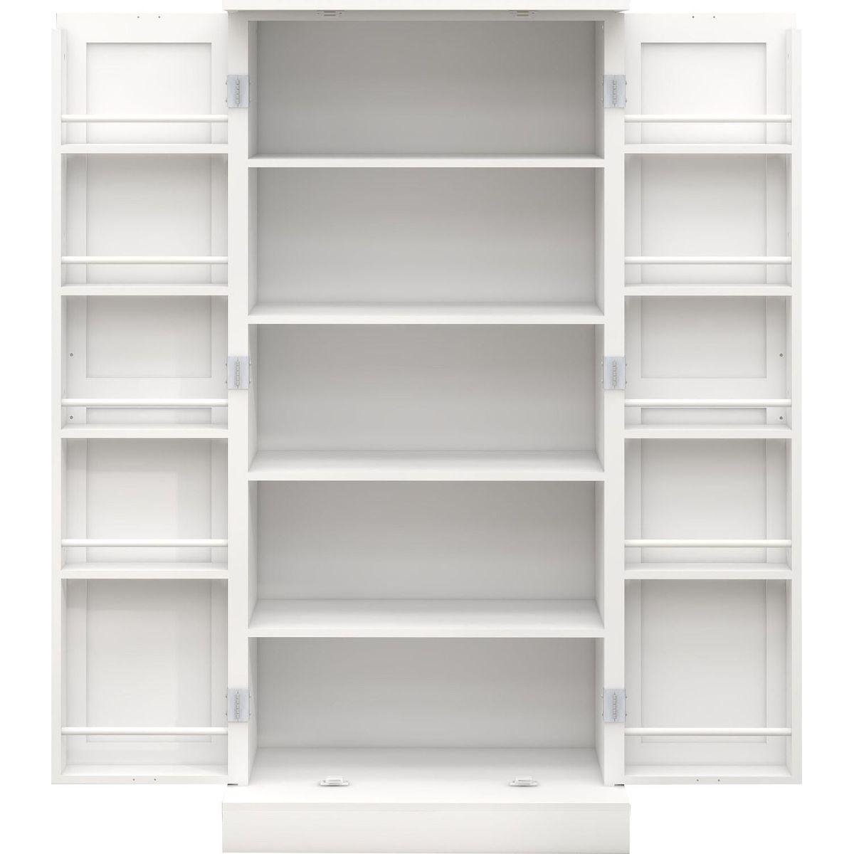 50" LED Kitchen Pantry Cabinet,Freestanding Buffet Cupboards Sideboard with 2 Doors with Racks and Shelves for Kitchen, Living Room and Dining Room-White