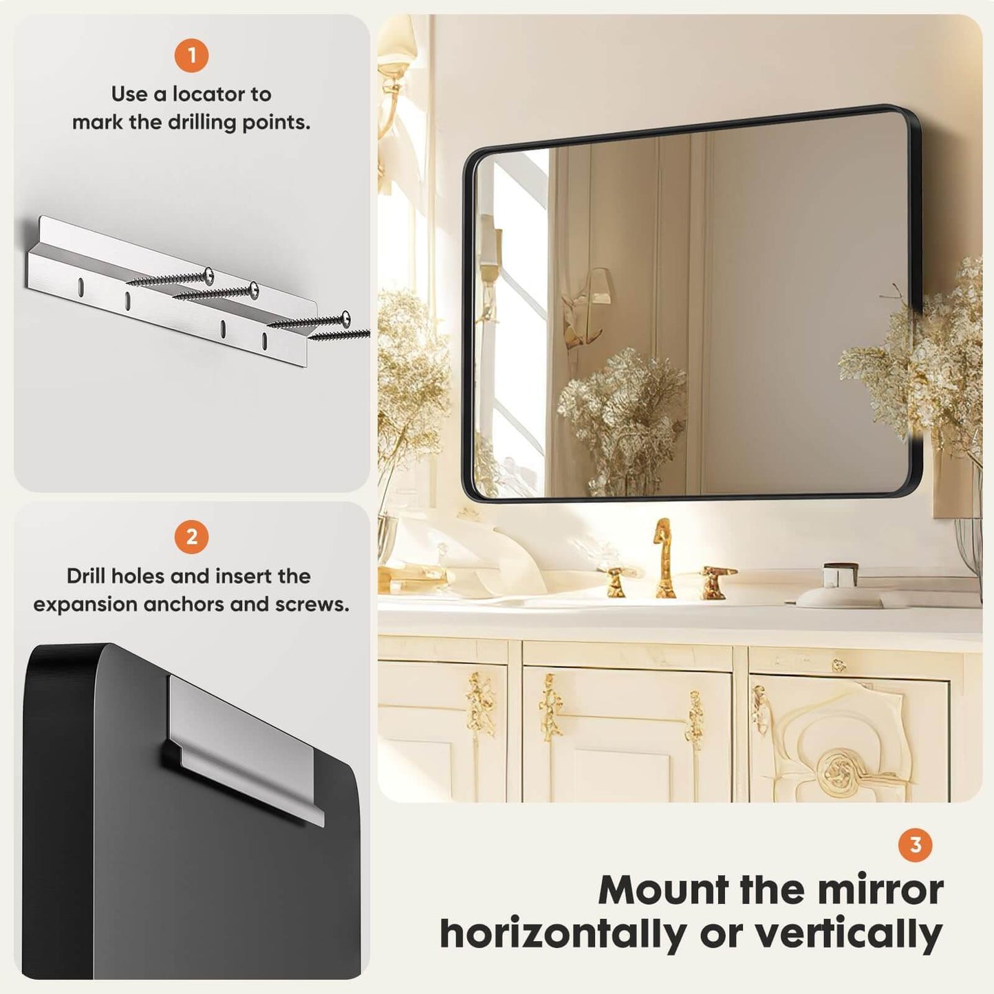 Bathroom Mirror Vanity Mirror for Wall,Aluminum Alloy Framed Wall Mirror Farmhouse,40"x30"