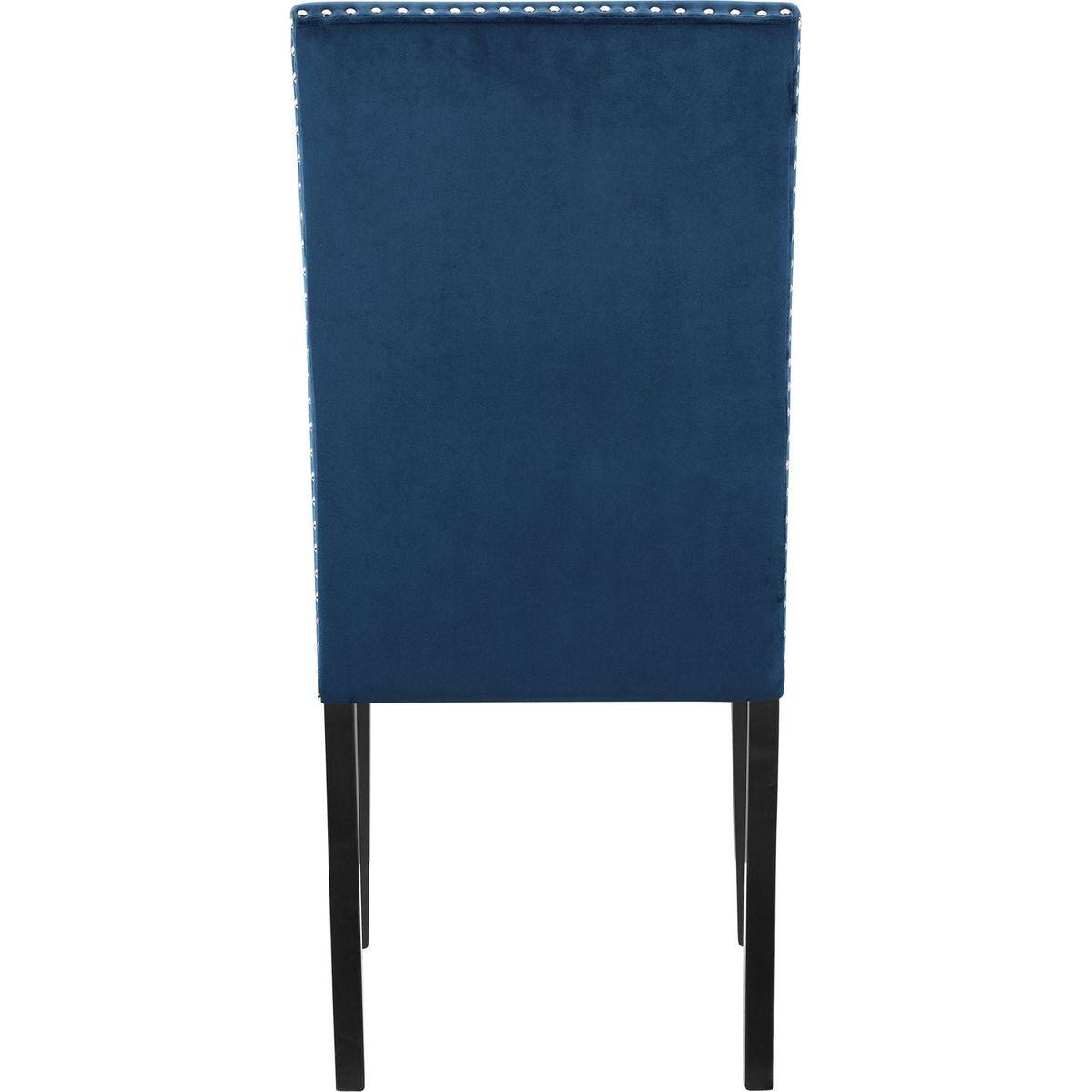 Cobre Contemporary Velvet Dining Chair with Nailhead Trim, Set of 2, Blue