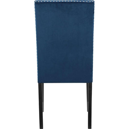 Cobre Contemporary Velvet Dining Chair with Nailhead Trim, Set of 2, Blue
