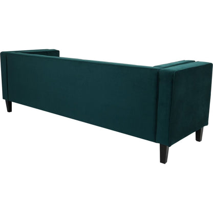 3-Seater Sofa, Upholstered Tufted Coach, Velvet Sofa, Green