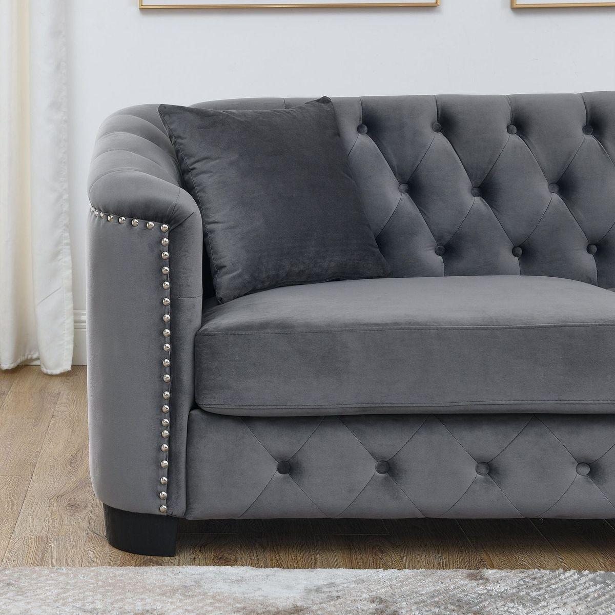 3-seater + 2-seater Combination sofa.Velvet Grey